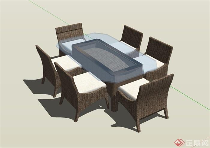 详细精致的餐桌椅素材设计su模型