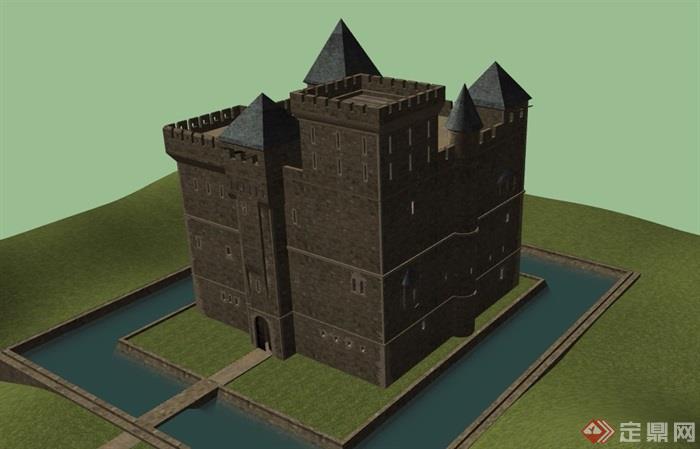 某欧式风格多层城堡su模型