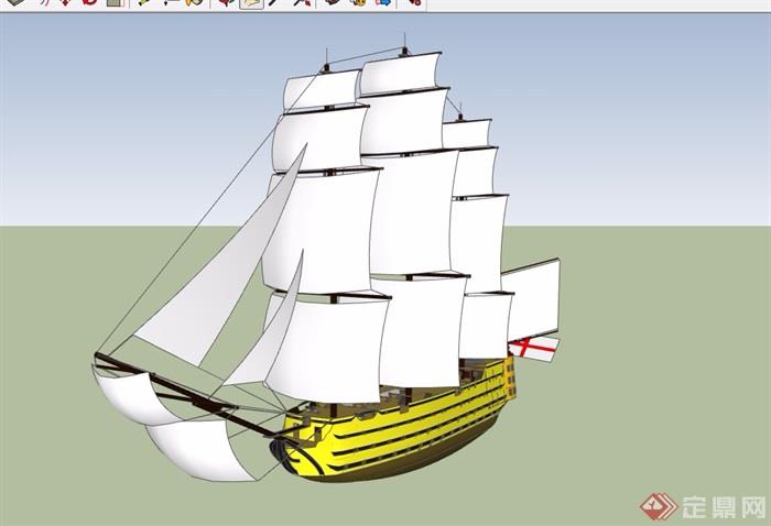 帆船游艇详细设计su模型