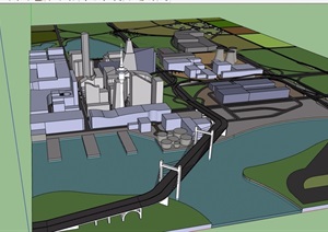 无材质贴图城市综合体建筑SU(草图大师)模型