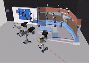 直播空间办公室设计SU(草图大师)模型