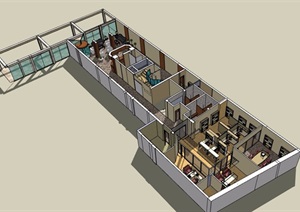 室内办公室空间SU(草图大师)模型