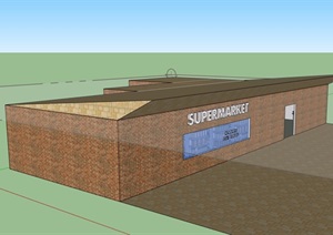 某详细现代风格单层超市建筑SU(草图大师)模型