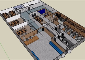 现代风格详细室内办公室设计SU(草图大师)模型