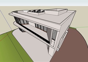 两层现代私人别墅建筑设计SU(草图大师)模型
