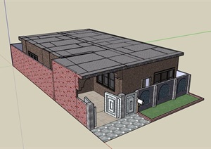 现代单层详细的住宅建筑SU(草图大师)模型