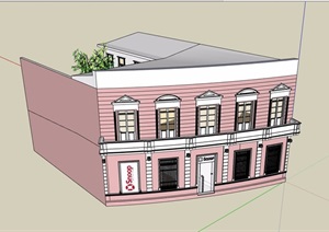 欧式风格两层餐饮建筑楼设计SU(草图大师)模型