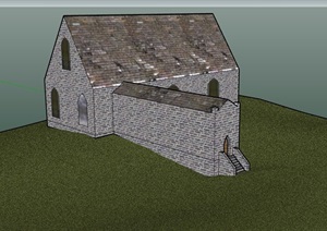 欧式风格独特造型教堂建筑SU(草图大师)模型
