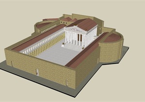 欧式文化教堂建筑设计SU(草图大师)模型