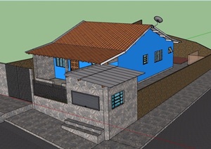 单层欧式风格民居住宅设计SU(草图大师)模型