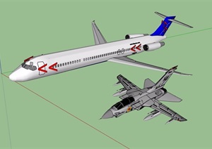 两架飞机素材设计SU(草图大师)模型