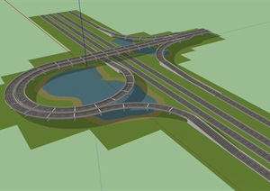 高速公路详细素材设计SU(草图大师)模型