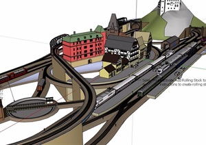 英式风格交通码头建筑群设计SU(草图大师)模型