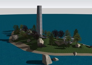岛屿景观设计SU(草图大师)模型