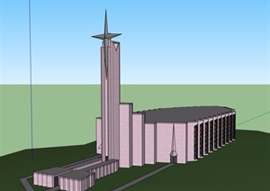 某教堂详细建筑设计SU(草图大师)模型