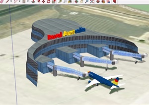 现代详细的多层机场建筑设计SU(草图大师)模型
