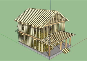 欧式风格单层别墅框架素材SU(草图大师)模型