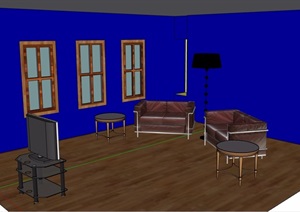 住宅室内简单的客厅SU(草图大师)模型