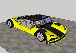黄色跑车素材设计SU(草图大师)模型
