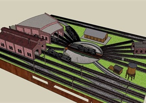 某欧式风格火车交通码头设计SU(草图大师)模型
