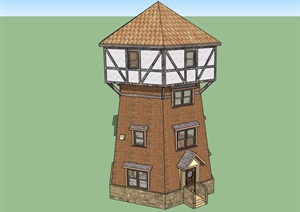 某欧式住宅塔设计SU(草图大师)模型