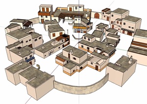 现代多层民居住宅楼详细建筑SU(草图大师)模型