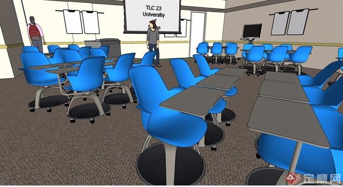 教室内空间su模型