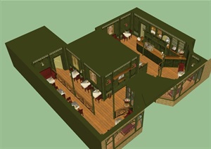 欧式风格餐厅详细室内设计SU(草图大师)模型
