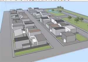 简单的街边综合楼群设计SU(草图大师)模型