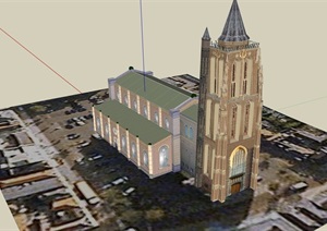 某欧式风格教堂详细设计SU(草图大师)模型