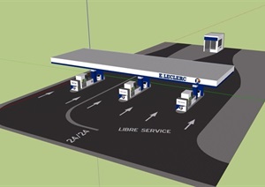 现代加油站设计SU(草图大师)模型