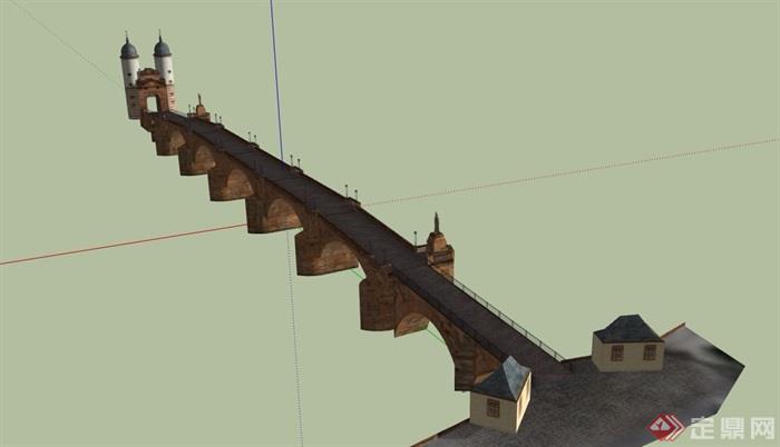 欧式桥梁建筑设计su模型