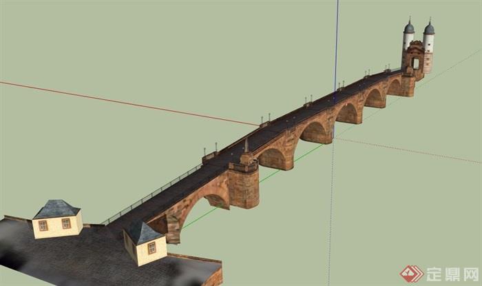 欧式桥梁建筑设计su模型