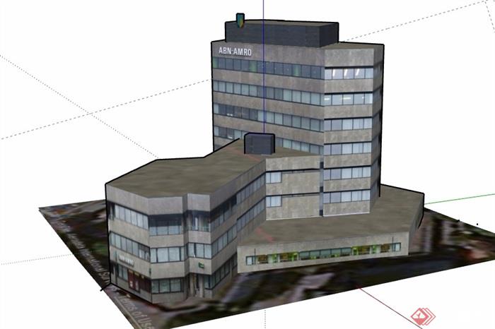 某现代银行详细建筑楼设计su模型