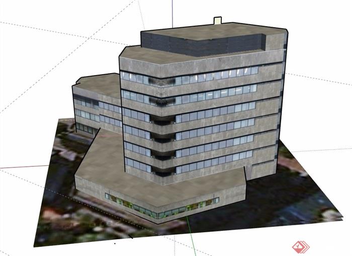 某现代银行详细建筑楼设计su模型