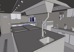 某厨房后厨空间SU(草图大师)模型