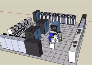 某办公操控室设计SU(草图大师)模型