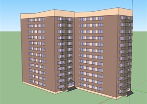 小高层住宅建筑楼设计SU(草图大师)模型