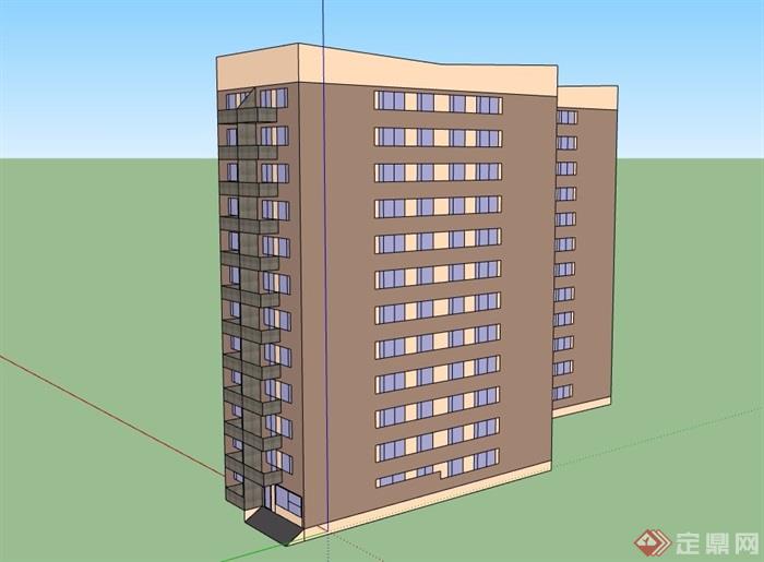 小高层住宅建筑楼设计su模型