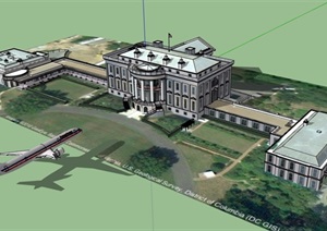 美式风格政府办公建筑设计SU(草图大师)模型