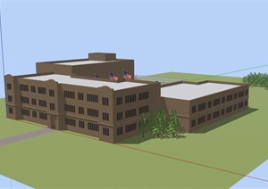 现代风格多层学校教育建筑SU(草图大师)模型