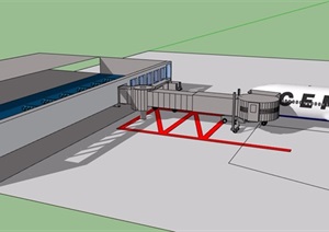 某现代简单的机场建筑设计SU(草图大师)模型