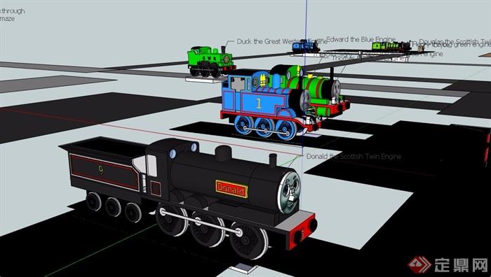 多种不同的火车头设计su模型