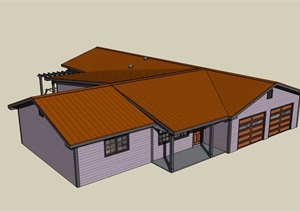 单层的欧式住宅别墅设计SU(草图大师)模型