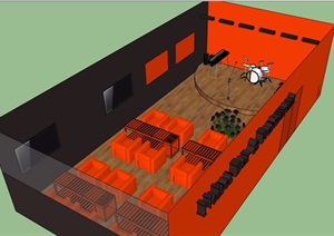 现代音乐餐厅空间设计SU(草图大师)模型