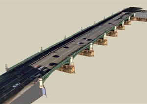 某现代过江桥梁设计SU(草图大师)模型