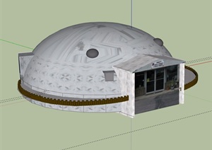 圆顶商业建筑SU(草图大师)模型