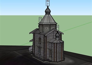 欧式风格详细的教堂设计SU(草图大师)模型
