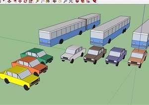 多辆交通汽车素材设计SU(草图大师)模型