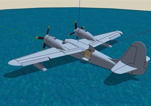 某水上飞机设计SU(草图大师)模型